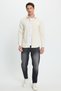 Men's Regular Fit Classic Cut Straight Pocket Ecru Lumberjack Shirt - 4