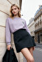 Lila Animal Nakışlı Regular/Normal Kalıp Kalın İçi Polarlı Örme Sweatshirt TWOAW24SW00196
