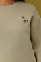 Taş Animal Nakışlı Regular/Normal Kalıp Kalın İçi Polarlı Örme Büyük Beden Sweatshirt TBBAW26AO00006 - 3