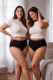 Black 2-Pack Cotton High Waist Knitted Recovery Classic Plus Size Panties Tbbss25Cm00001