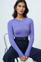 Women's Lilac Crew Neck Basic Blouse Alc-X14389 - 3