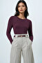 Women's Plum Crew Neck Basic Blouse Alc-X14389 - 3