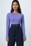 Women's Lilac Crew Neck Jumpsuit with Snap Buttons at the Bottom Blouse Alc-X14388 - 3
