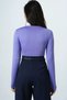 Women's Lilac Crew Neck Jumpsuit with Snap Buttons at the Bottom Blouse Alc-X14388 - 5