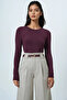 Women's Plum Crew Neck Basic Blouse Alc-X14389 - 4