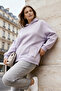 Lilac Embroidery Detailed Oversize/Loose Fit Knitted Plus Size Sweatshirt Tbbaw24Ao00018