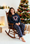 Navy Blue Christmas Themed Knitted Pajamas Set Tbbaw23Ai00044