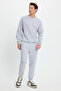 Men's Regular Fit Classic Cut Cotton 2 Thread Soft Textured Crew Neck Gray Tracksuit Set