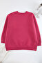 Fuşya Kalın İçi Polarlı Yırtmaçlı Oversize/Bol Kesim Örme Büyük Beden Sweatshirt TBBAW24AO00003 - 5