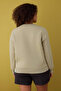 Taş Animal Nakışlı Regular/Normal Kalıp Kalın İçi Polarlı Örme Büyük Beden Sweatshirt TBBAW26AO00006 - 4