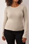 Kahverengi-Bej 2'li Paket Crop Kaşkorse Örme Büyük Beden Bluz TBBAW26AF00055 - 4