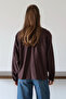 Kahverengi Çizgili Oversize Dokuma Gömlek TWOAW26GO00138 - 4