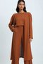 Women's Cinnamon Crew Neck Shoulder Shoulder Pad Piece Textured Blouse, Pants and Cardigan 3-Piece Set Alc-X14703 - 3