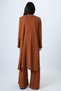 Women's Cinnamon Crew Neck Shoulder Shoulder Pad Piece Textured Blouse, Pants and Cardigan 3-Piece Set Alc-X14703 - 4