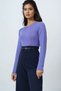 Women's Lilac Crew Neck Jumpsuit with Snap Buttons at the Bottom Blouse Alc-X14388 - 4