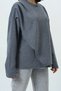 Women's Anthracite Crew Neck Wrap Cut Knitwear Blouse Alc-X14710 - 4
