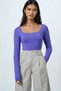 Women's Lilac Square Neck Jumpsuit Bodysuit with Snap Buttons at the Bottom Alc-X14390 - 2