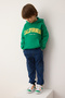Yeşil Pamuklu Slogan Baskılı Kapüşonlu Oversize Örme Unisex Çocuk Sweatshirt TKDAW26SW00025 - 4