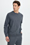 Men's Regular Fit Classic Cut Cotton 2 Thread Soft Textured Crew Neck Smoked Tracksuit Set - 2