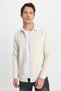 Men's Regular Fit Classic Cut Straight Pocket Ecru Lumberjack Shirt - 2