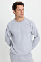 Men's Regular Fit Classic Cut Cotton 2 Thread Soft Textured Crew Neck Gray Tracksuit Set - 2