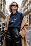 Lacivert Gömlek Yaka Nakışlı Regular Fit Kalın İçi Polarlı Örme Sweatshirt TWOAW24SW00182