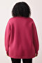 Fuşya Kalın İçi Polarlı Yırtmaçlı Oversize/Bol Kesim Örme Büyük Beden Sweatshirt TBBAW24AO00003 - 4