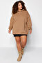 Vizon Nakış Detaylı Oversize/Bol Kesim Örme Büyük Beden Sweatshirt TBBAW24AO00018 - 2