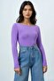 Women's Lilac Boat Neck Basic Blouse Alc-X14395