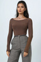 Women's Brown Boat Neck Basic Blouse Alc-X14395 - 4