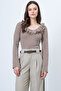 Women's Mink Wide Collar Ruffled Knitted Blouse Alc-X14696 - 2