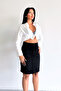 Black Women's Regular Fit High Waist Medium Length Denim Jeans Skirt Alice-4009 - 5