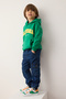 Yeşil Pamuklu Slogan Baskılı Kapüşonlu Oversize Örme Unisex Çocuk Sweatshirt TKDAW26SW00025 - 5