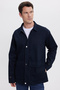 Men's Relaxed-Fit, Comfortable-Cut, 100% Cotton, Double-Pocket, Zippered Navy Blue Jacket-Shirt - 6