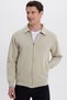Unisex Relax Fit Comfortable Cut Cotton Inner Fleece Zippered Stone Polo Neck Flato Pocketed Sweatshirt Cardigan - 5