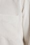 Men's Regular Fit Comfortable Cut Corduroy Look Buttoned Collar Pocketed Cream Color Jacket Shirt - 6