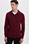 Men's standard fit regular cut cotton polo collar burgundy sweater - 6