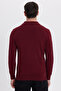 Men's standard fit regular cut cotton polo collar burgundy sweater - 8