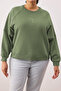 Haki Nakış Detaylı Regular Fit İçi Polarlı Büyük Beden Sweatshirt TBBAW26AO00007 - 4
