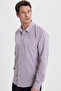 Modern Slim Fit Long Sleeve Cotton Easy-Iron Dobby Dusty Rose Men's Shirt - 2