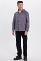 Men's relaxed fit comfortable straight leg suede grey jacket shirt with side pockets - 5