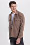Men's Regular Fit Comfortable Cut Double Pocket Winter Lumberjack Light Brown Shirt - 6