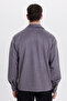 Men's relaxed fit comfortable straight leg suede grey jacket shirt with side pockets - 8