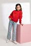 Mavi 100% Pamuk Çiçek Nakışlı Wide Leg/ Geniş Paça Kız Çocuk Jean Pantolon TKDAW26JE00011