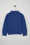 Lacivert Pamuklu Slogan Baskılı Polo Yaka Düşük Omuz Kız Çocuk Şardonlu Sweatshirt TKDAW26SW00009 - 5