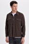 Men's Regular Fit Comfortable Cut Double Pocket Winter Lumberjack Brown Shirt