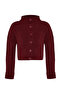 Bordo Crop Yumuşak Dokulu Dik Yaka Triko Hırka TWOAW22HI0174 - 11