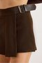 Women's Brown Shorts Pleated Belt Detailed Mini Skirt Etk-19000370 - 2