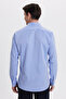 Modern Slim Fit Long Sleeve Cotton Easy-Iron Dobby Cobalt Blue Men's Shirt - 8