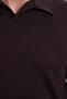 Men's Relax Fit Comfortable Cut Polo V-Neck Brown Sweatshirt - 3